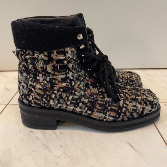 Chanel Tweed Lace Up Boots - Picture 11 of 14